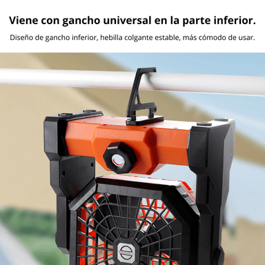 VENTILADOR DE CAMPING RECARGABLE 270° CON GANCHO ILUMINACIÓN LED FS-X3 - 4