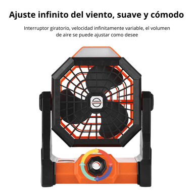 VENTILADOR DE CAMPING RECARGABLE 270° CON GANCHO ILUMINACIÓN LED FS-X3 - 5