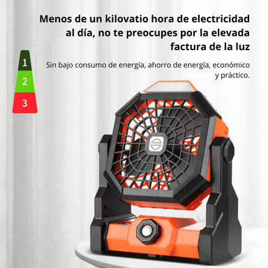 VENTILADOR DE CAMPING RECARGABLE 270° CON GANCHO ILUMINACIÓN LED FS-X3 - 6