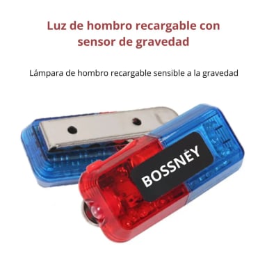 LUZ LED DE ADVERTENCIA RECARGABLE ROJA AZUL IP66 CON CLIP - 6