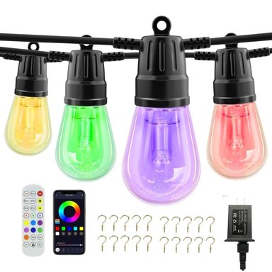 CADENA DE LUCES RGB 15 M CON APP CONTROL REMOTO Y MODO MÚSICA IP65