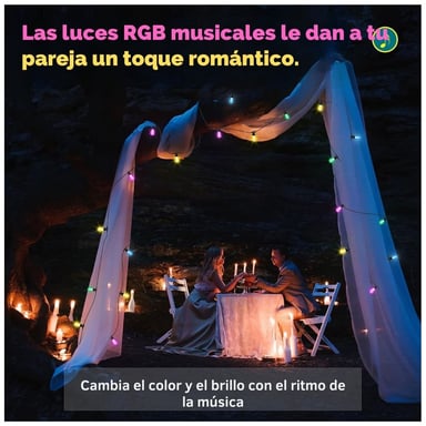 CADENA DE LUCES RGB 15 M CON APP CONTROL REMOTO Y MODO MÚSICA IP65 - 2