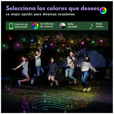 CADENA DE LUCES RGB 15 M CON APP CONTROL REMOTO Y MODO MÚSICA IP65 - 5