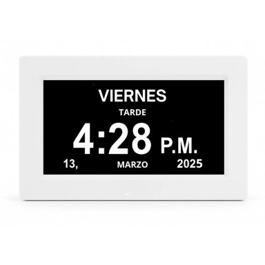 RELOJ DIGITAL LIFECLOCK CON PANTALLA 8” TÁCTIL ALARMA VOZ PARLANTE Y RECORDATORIO DE MEDICAMENTOS
