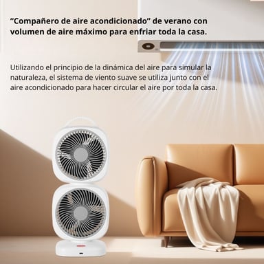 VENTILADOR DE ESCRITORIO DOBLE RECARGABLE CON ROTACIÓN 350°, 5 VELOCIDADES Y CARGA USB TIPO C - 6
