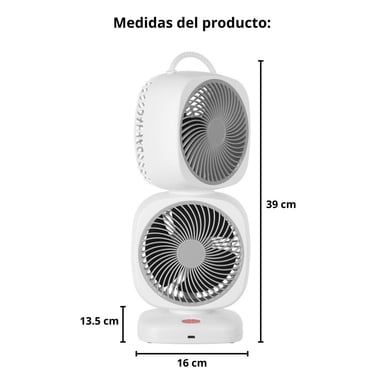 VENTILADOR DE ESCRITORIO DOBLE RECARGABLE CON ROTACIÓN 350°, 5 VELOCIDADES Y CARGA USB TIPO C - 7