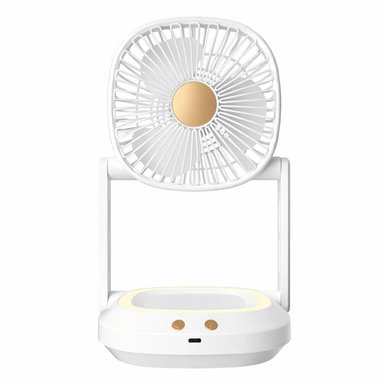VENTILADOR PORTÁTIL DE ESCRITORIO RECARGABLE USB TIPO C CON LUZ LED Y 3 VELOCIDADES