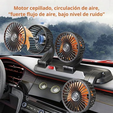 VENTILADOR PARA AUTO 12V TRIPLE CON BASE PLEGABLE CABEZAL GIRATORIO 360° VIENTO FUERTE Y BAJO RUIDO - 5