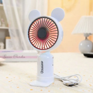 VENTILADOR DE MANO PORTÁTIL USB RECARGABLE CON LUZ LED Y 2 VELOCIDADES - 2