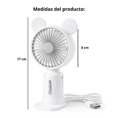 VENTILADOR DE MANO PORTÁTIL USB RECARGABLE CON LUZ LED Y 2 VELOCIDADES - 8