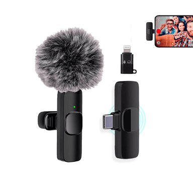 MICRÓFONO SOLAPERO INALÁMBRICO TIPO C K8 CON ADAPTADOR PARA IPHONE