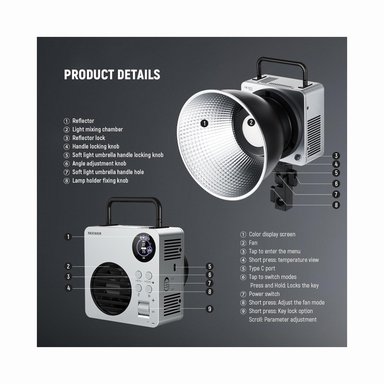 LUZ LED NEEWER HB80C DE 80W RGB PORTÁTIL MONTURA BOWENS - 8