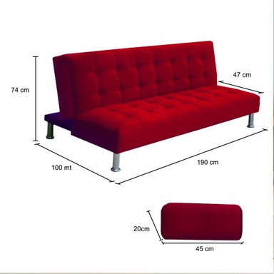 CASABELLA SOFA CAMA LORENZ 3 CUERPOS ROJO - 4