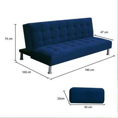 CASABELLA SOFA CAMA LORENZ 3 CUERPOS AZUL - 3