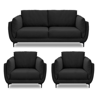 JUEGO DE SALA CASABELLA MAELIS 3-1-1  NEGRO