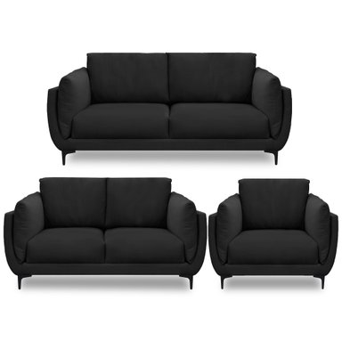 JUEGO DE SALA CASABELLA MAELIS 3-2-1 NEGRO