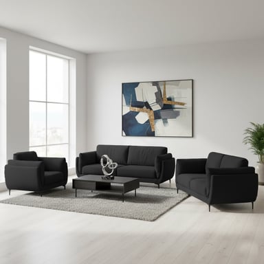JUEGO DE SALA CASABELLA MAELIS 3-2-1 NEGRO - 5