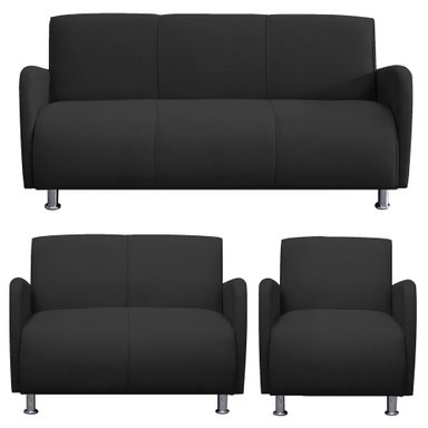 JUEGO DE SALA CASABELLA NAOMI 3-2-1 NEGRO
