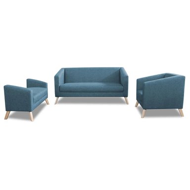 JUEGO DE SALA CASABELLA GINEBRA 3-1 + BANQUETA AZUL ACERO