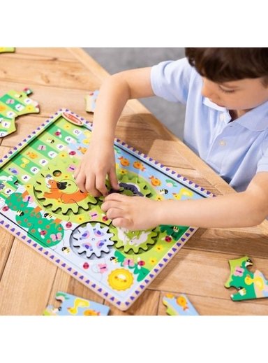 ROMPECABEZAS MELISSA & DOUG DE ENGRANAJE DE MADERA PERSIGUIENDO A LOS ANIMALES 24 PIEZAS - 5
