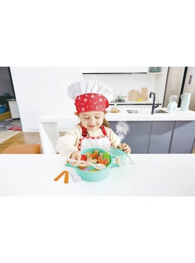 COCINA Y VAPORERA PEQUEÑO CHEF CON SONIDO 16 PIEZAS - 4