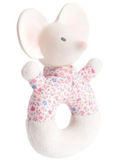 MEIYA Y ALVIN SONAJERO TEXTIL Y JUGUETE MORDEDOR CAUCHO NATURAL MODELO MEIYA LA RATONA