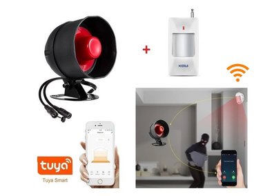 SENSOR BORME MOVIMIENTO Y ALARMA SIRENA WIFI SMARTPHONE APP TUYA MI345 10 M