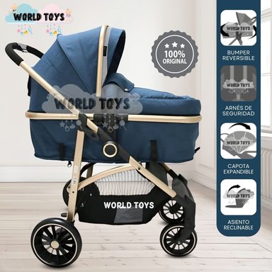 COCHE CUNA EBABY CARRI DELUXE MOISÉS AZUL