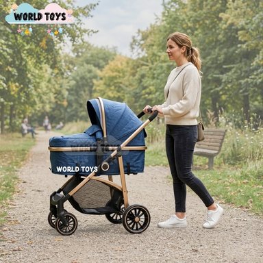 COCHE CUNA EBABY CARRI DELUXE MOISÉS AZUL - 2