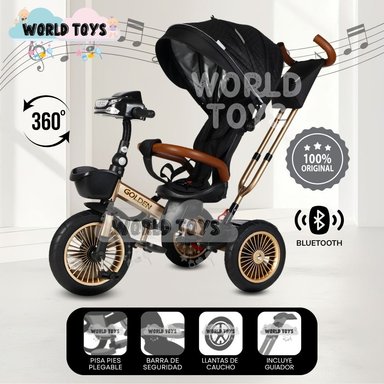 TRICICLO GUIADOR 3 EN 1 «GOLDEN III NEW COLLECTION» USB NEGRO