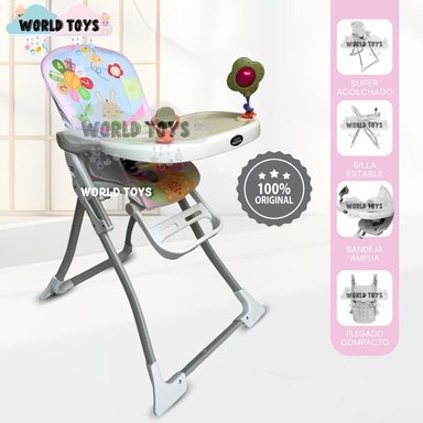 SILLA COMER BABY LOVE JUNGLE ROSADO PLEGABLE