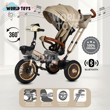 TRICICLO GUIADOR 3 EN 1 «GOLDEN III NEW COLLECTION» USB BEIGE