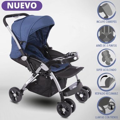 COCHE CUNA EBABY KUPER TRAVEL LUJO AZUL