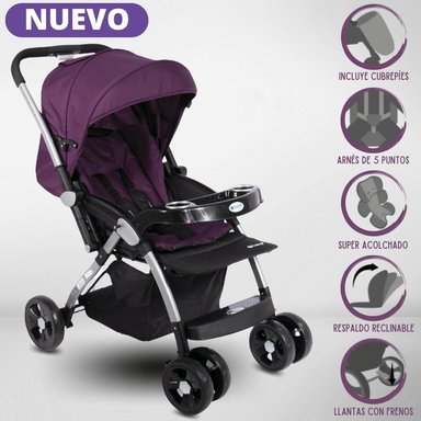 COCHE CUNA EBABY KUPER TRAVEL LUJO MORADO