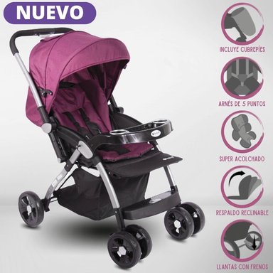 COCHE CUNA EBABY KUPER TRAVEL ROSADO LUJO