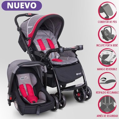 COCHE CUNA EBABY BRAVIAR NEW TRAVEL SYSTEM ROJO