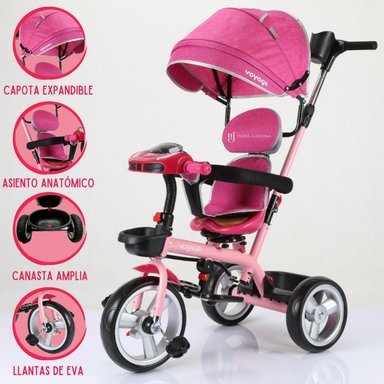 TRICICLO VOYAGE VENECIA TRAVEL ROSADO GUIADOR 3 EN 1