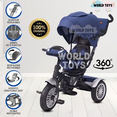 TRICICLO EBABY ZOE AZUL GUIADOR 3 EN 1
