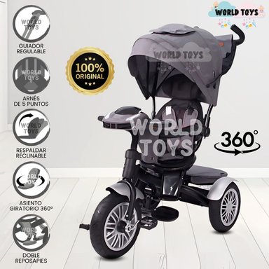 TRICICLO EBABY ZOE GRIS GUIADOR 3 EN 1