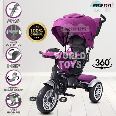 TRICICLO EBABY ZOE ROSADO GUIADOR 3 EN 1