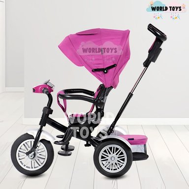 TRICICLO EBABY ZOE ROSADO GUIADOR 3 EN 1 - 3