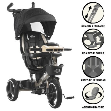 TRICICLO EBABY GUIADOR 3 EN 1 VENICE NEGRO