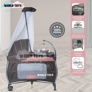 CUNA CORRAL MECEDORA EBABY «NAPY» ROSADO