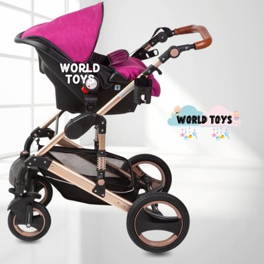 COCHE CUNA VOYAGE ZEUS FUCSIA TRAVEL SYSTEM CON PORTA BEBÉ - 2