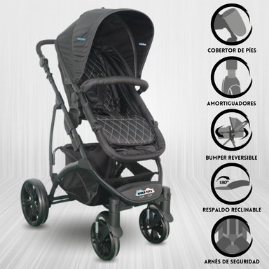 COCHE CUNA YHAMSEN SPRING CLASIC NEGRO MOISÉS DEPORTIVO