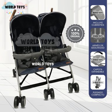 COCHE CUNA EBABY EBABY GOLD AZUL BASTÓN MELLICERO