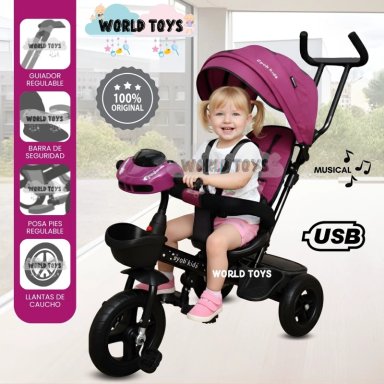 TRICICLO KIDS CUTE AVENTURE MORADO GUIADOR