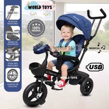 TRICICLO KIDS CUTE AVENTURE AZUL GUIADOR