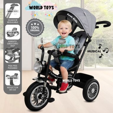 TRICICLO KIDS GUIADOR BABY BLISS GRIS