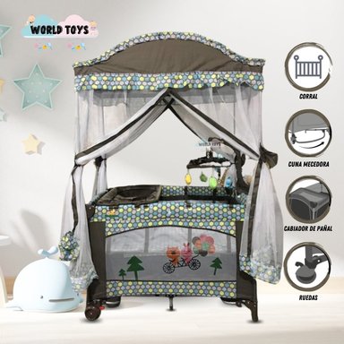 CUNA CORRAL KINGDOM MAJESTIC ARABIC ALUMINIO CAFÉ 2 EN 1